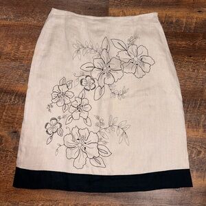 Mercer & Madison Women’s Size 10 Skirt Linen A-Line with Floral Stitch Pattern